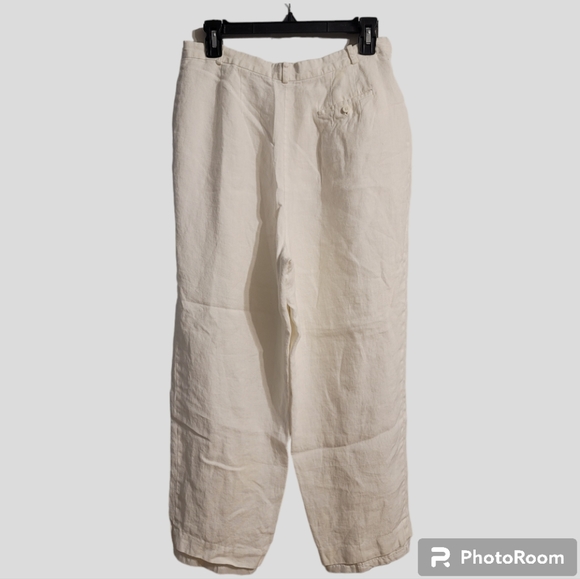 Talbots Irish Linen Pants Womens Sz 12 Petites White Tappered Lined Summer VTG - Picture 5 of 8